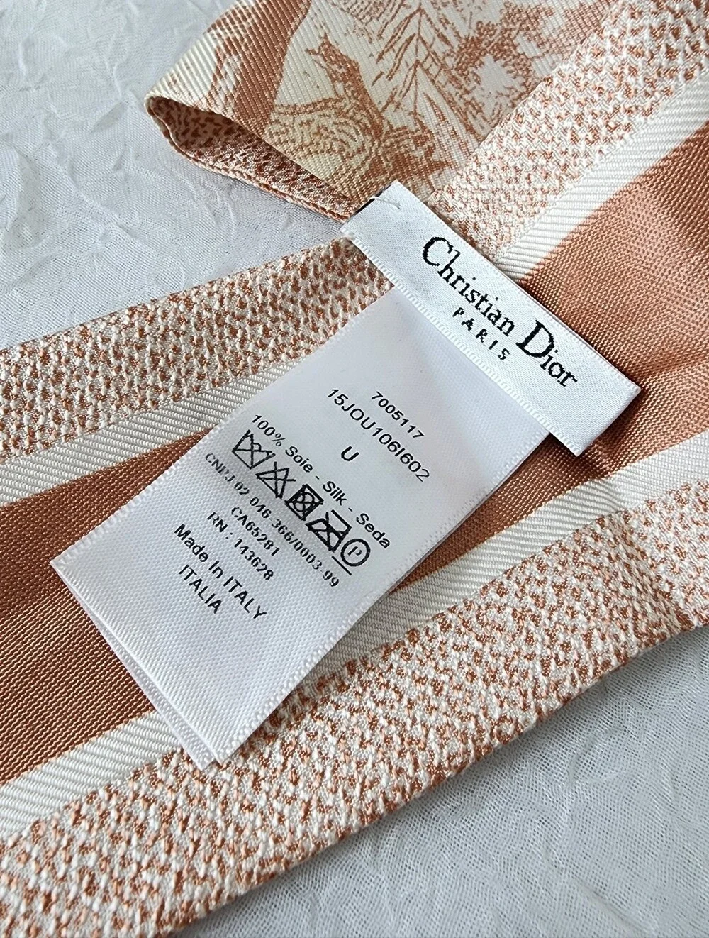 Dior Tan & Cream Silk Bag Scarf